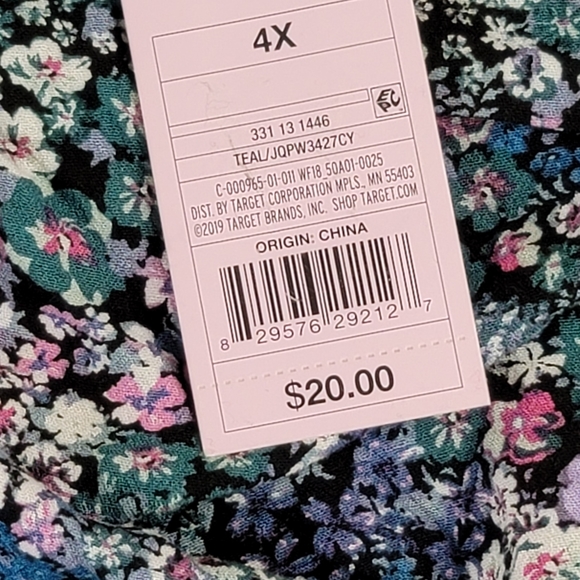 Wild Fable Floral Lightweight Top Sz 4X - Teal 331131446 - Picture 6 of 13